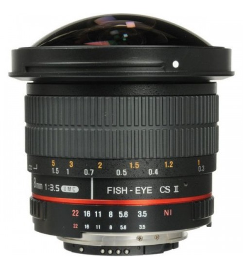 Samyang For Nikon 8mm F/3.5 Aspherical IF MC Fisheye CS II DH (Detachable Hood)